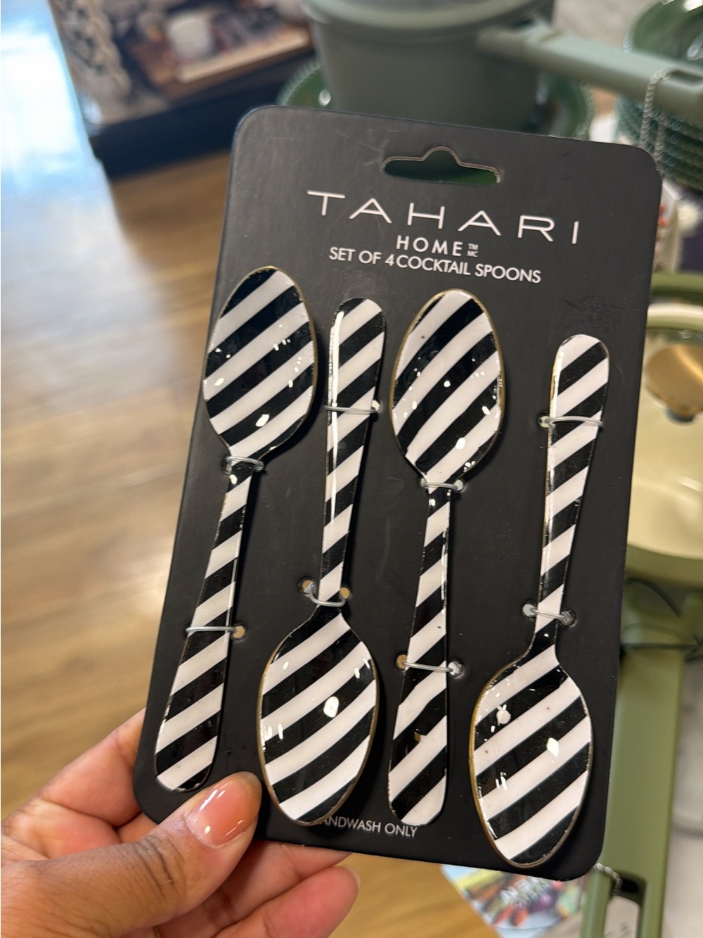 Tahari Black & White Striped Cocktail Spoons, Set of 4